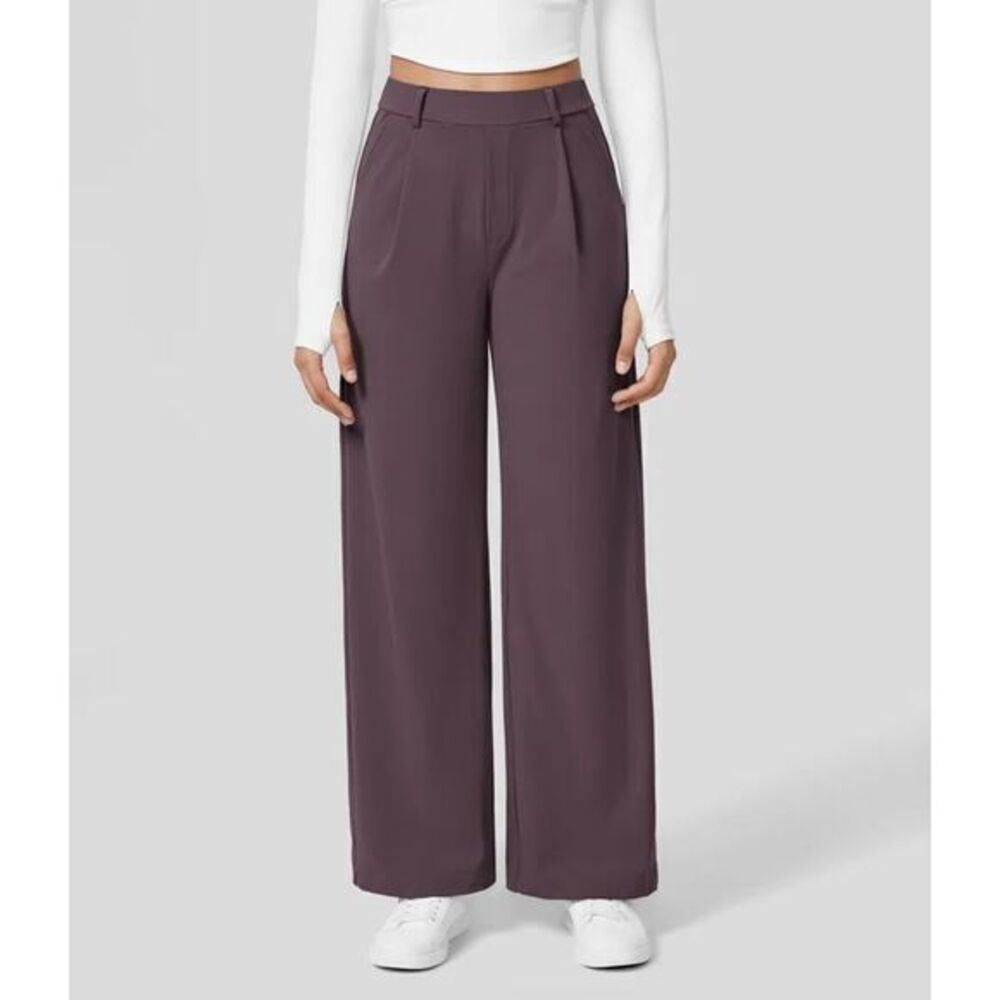 Halara High Waisted Plicated Side Pocket Straight Leg Work Pants‎ Size S